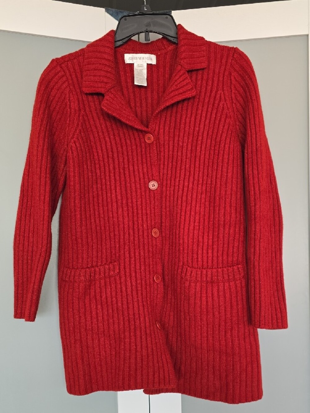 Jones New York Rust Ribbed Button-Front Cardigan - Picture 2 of 11